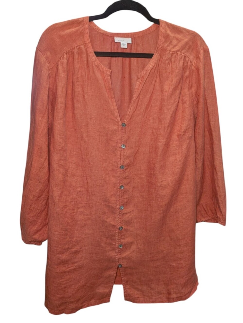 Pure Jill Plus-Size Button-Front Tunic Shirt in Rust - Picture 3 of 5